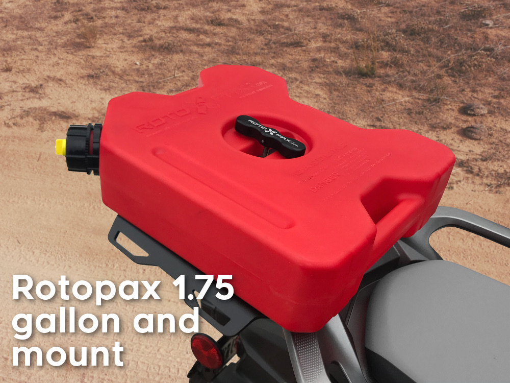 versys-x 300 rear luggage rack rotopax 1.75 gallon